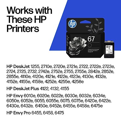 HP 67 Black Standard Yield Ink Cartridge, Prints Up to 120 Pages (3YM56AN#140) Sansujyuku sansujyuku.com