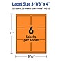 Avery Laser/Inkjet Multipurpose Rectangle Labels, 3-1/3" x 4", Bright Orange, 120/Pack (94215)~#|#~54379E89-4B3E-4E9C-A59390636C502D45_sc7