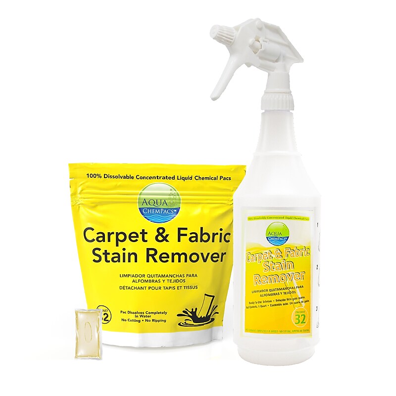 Diversey Aqua Chempacs Carpet & Fabric Stain Remover Pods, Spray Bottle Included, 12 Pacs/Bag (9321001) image 1