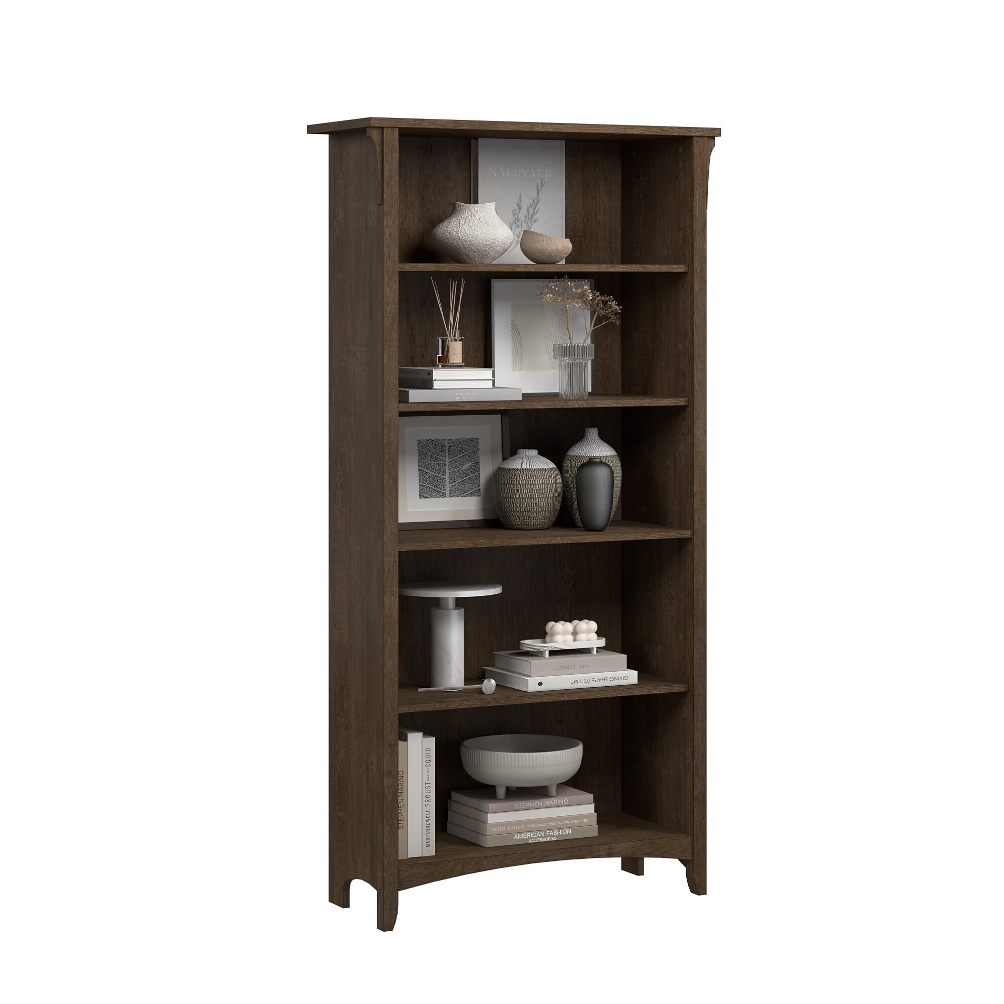 Bush Home Salinas Tall 5 Shelf Bookcase, Ash Brown (SAB132ABR-03) Sansujyuku sansujyuku.com