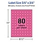 Avery Laser/Inkjet Square Multipurpose Labels, 0.75" x 0.75", Bright Pink, 800/Pack (94102)~#|#~54433361-D5A1-4F9F-8260C181A1C134B4_sc7