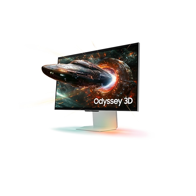 Samsung Odyssey 3D 27" 4K IPS 165Hz G-Sync Gaming Monitor, HDR10+, Built-In Speaker, Height Adjustable, Silver (LS27FG900XNXZA) image 1