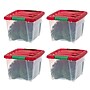 Iris Holiday Small Stackable Plastic Storage Box, 9.5" x 12" x 15", 19 Qt., Clear/Red, 4/Pack (500533)~#|#~5455D0E3-22E5-40EF-8E1111CF9F37A3D4_sc7