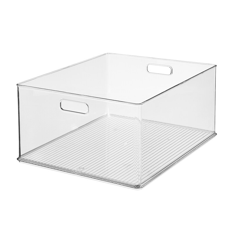 iDESIGN Large Stackable Plastic Storage Bin, Clear (40252) image 1