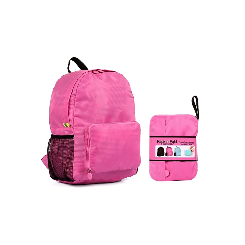 Karla Hanson Pack n Fold Travel Backpack, Large, Pink (50708PINK) image 1