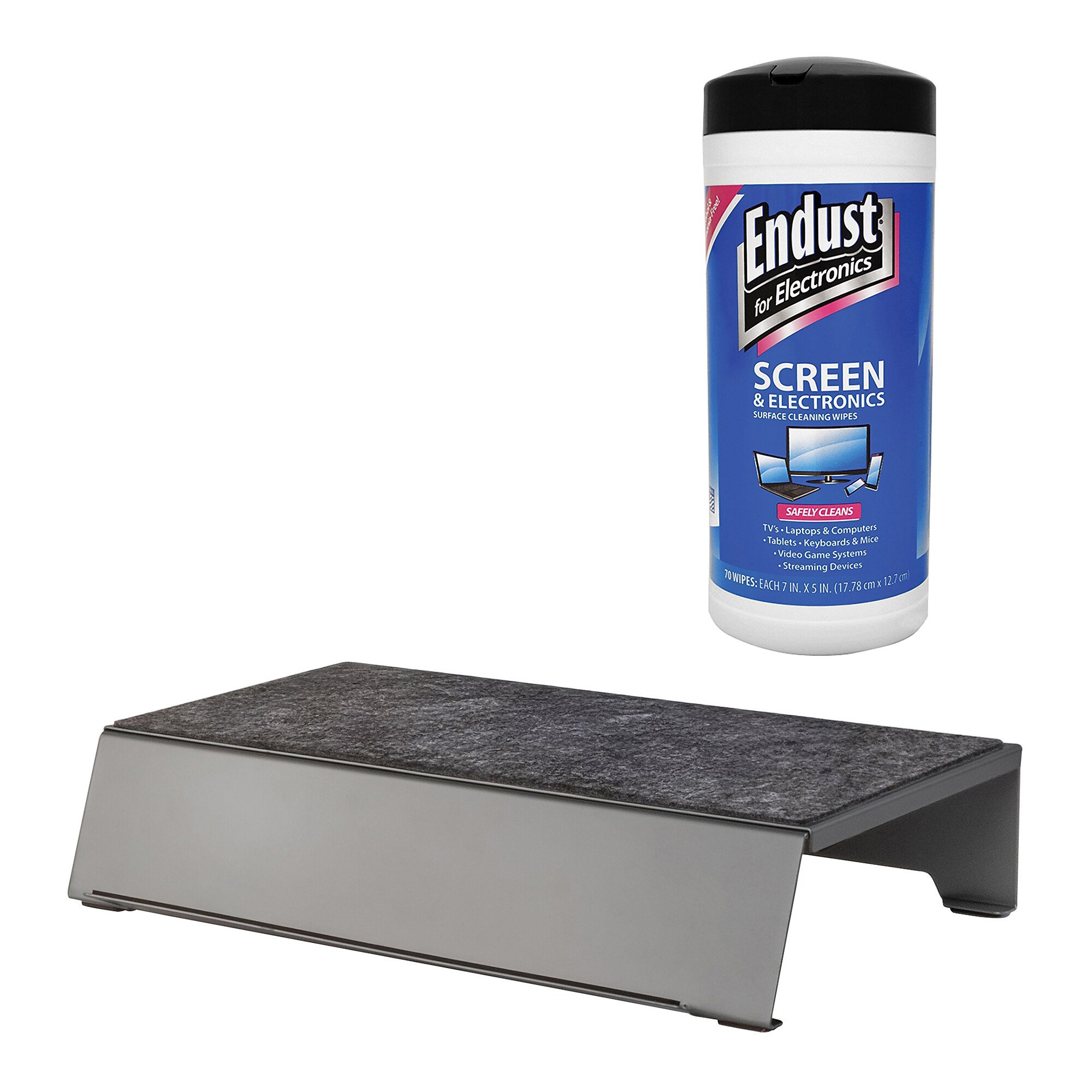 Allsop TechStyle Plus Monitor Stand, Up to 27″ Monitor with Endust for Electronics 70-Count Screen Cleaning Wipes, Gray Sansujyuku sansujyuku.com