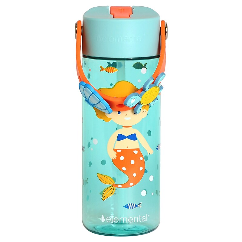 Elemental Splash Charm Plastic Water Bottle, 18 oz., Sunny Mermaid (EMLETR18SMM62C) image 1
