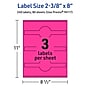 Avery Cigar Laser/Inkjet Multipurpose Labels, 2-3/8" x 8", Neon Magenta (240/Box)~#|#~54713254-B216-4E71-8F0862AE02A9E5B2_sc7