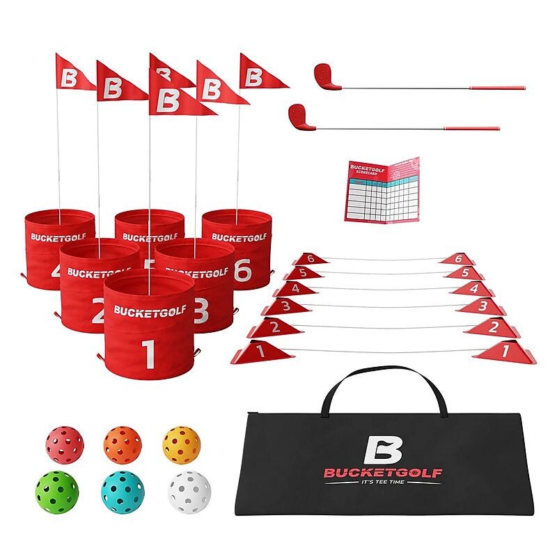 BucketGolf 6-Hole Backyard Golf Bundle, Multicolored (BUCKETGOLF2CLUB) image 1