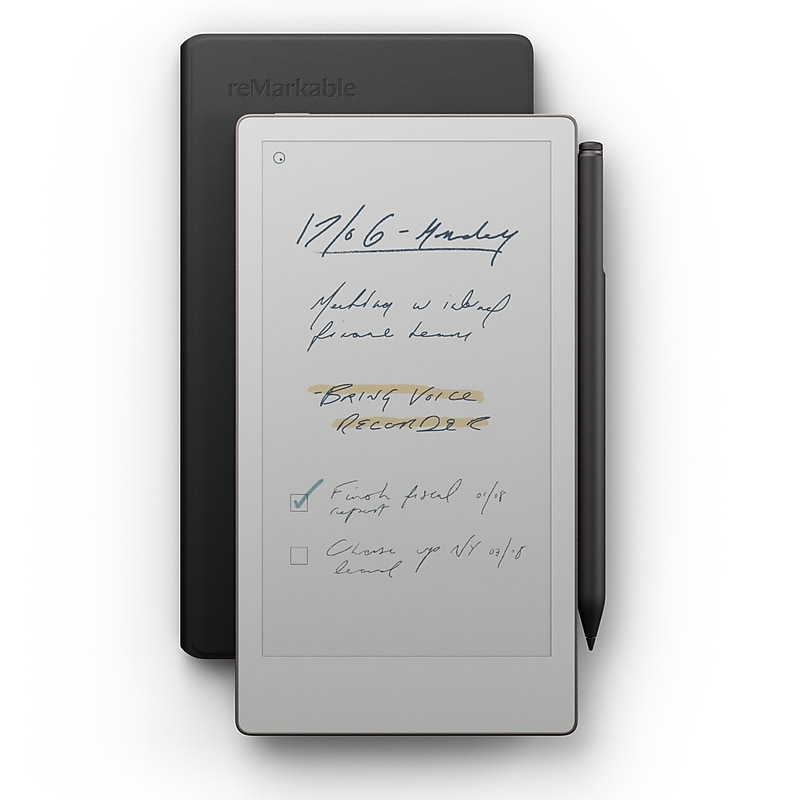 reMarkable Paper Pro Move 7.3" Paper Tablet with Marker Plus & Premium Leather Book Folio, Black  (RM91A-1004NW) image 1