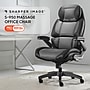 Sharper Image S-950 Heated Ergonomic Polyurethane Swivel Executive Massage Chair, Gray/Black (52755M-GRYBLK)~#|#~548F9CD4-493C-4162-9186F77DFBACFA5E_sc7