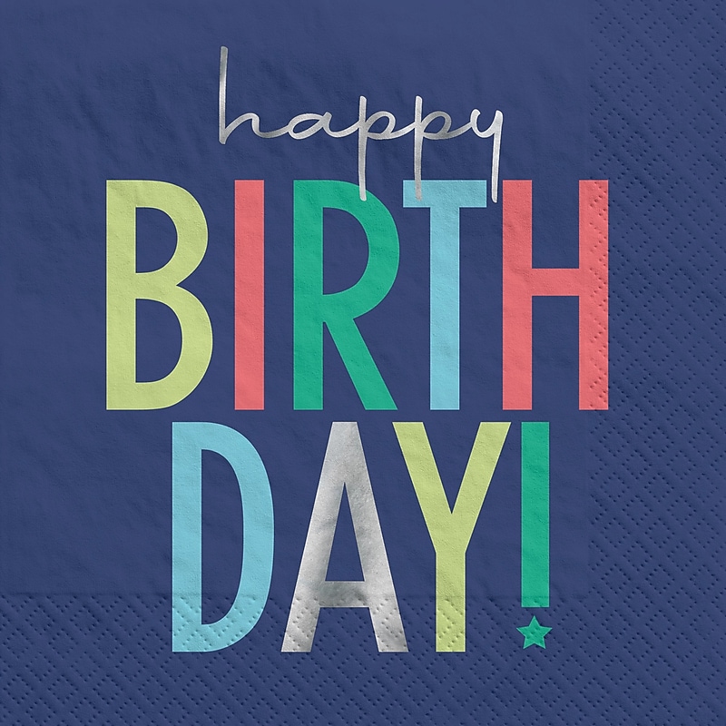 Party City Modern Birthday Lunch Napkin, 3-Ply, Multicolor, 16/Pack (AM512867-NS) image 1