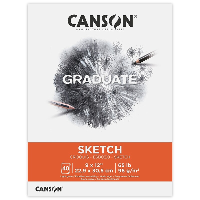 Canson Graduate 9" x 12" Sketch Pad, 40 Sheets/Book, 3/Bundle (MCX525008002-3) image 1
