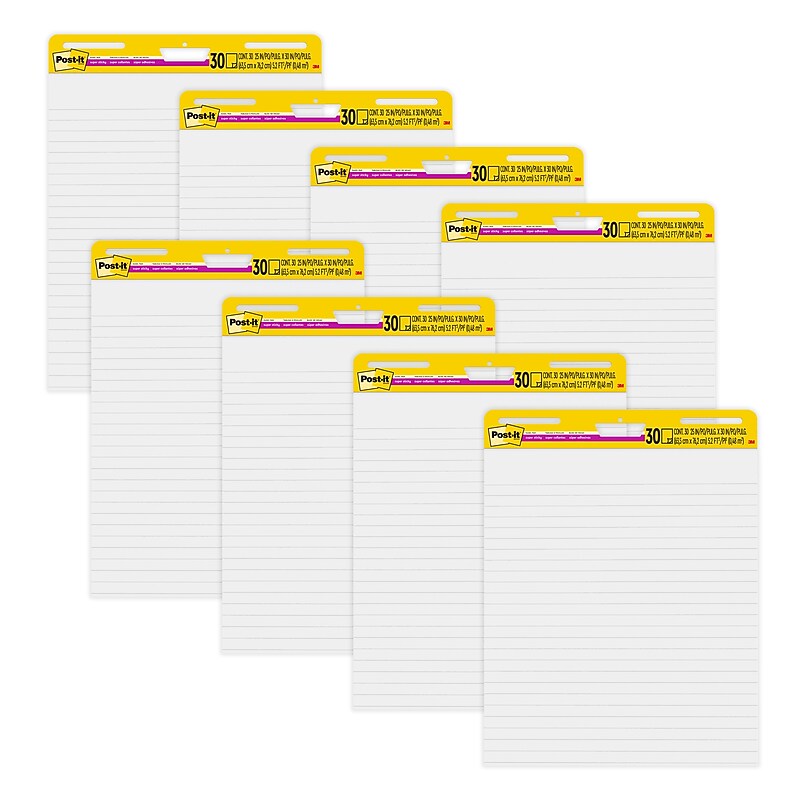 Post-it Super Sticky Wall Easel Pad, 25" x 30", Lined, 30 Sheets/Pad, 8 Pads/Pack (561WL-VAD-8PK) image 1