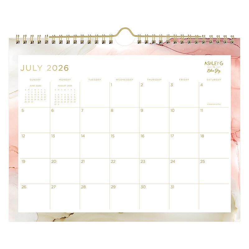 2026-2027 Blue Sky Wirebound Inky 8.75" x 11" Academic Monthly Wall Calendar, Assorted Colors (161593) image 1