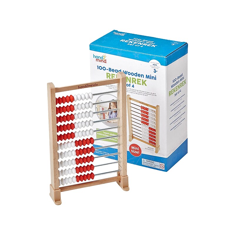 hand2mind Mini 100-bead Rekenrek, White/Red, 25/Set (93383) image 1