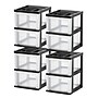 Iris 2-Compartment Stackable Desktop Storage Drawer, Black/Translucent White, 4/Carton (116352CT)~#|#~54B7EA02-10A1-491B-9907F7F4E2C5436E_sc7