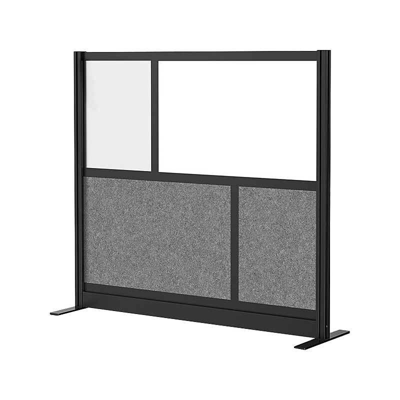 Luxor Workflow Series 4-Panel Freestanding Modular Room Divider System Starter Wall with Whiteboard, 48"H x 53"W, Black/Gray image 1