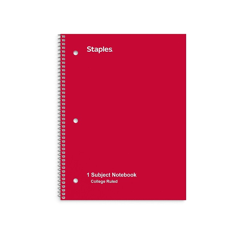 Staples® Poly 1-Subject Notebook, 8" x 10.5", College Ruled, 70 Sheets, Assorted Colors (ST54894C) image 1