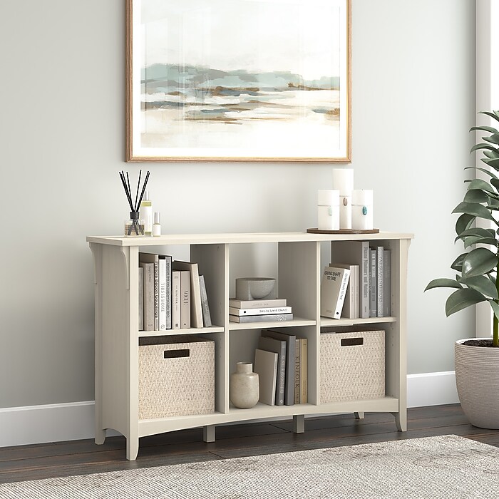 Bush Home Salinas 6 Cube Organizer, Antique White (SAB148AW-03