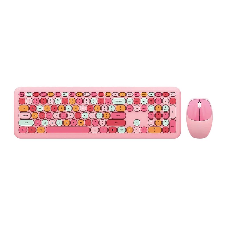 SaharaCase Wireless Ergonomic Keyboard and Laser Mouse Combo, Lime Pink (KB4) image 1