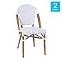 Flash Furniture Lourdes Contemporary Aluminum and PE Rattan Bistro Stack Chairs, White/Gray/Natural, Set of 2 (2SDA6421FWHGYNT)~#|#~54D3725A-AAB2-46B4-B860FDAB5C9F5CA1_sc7
