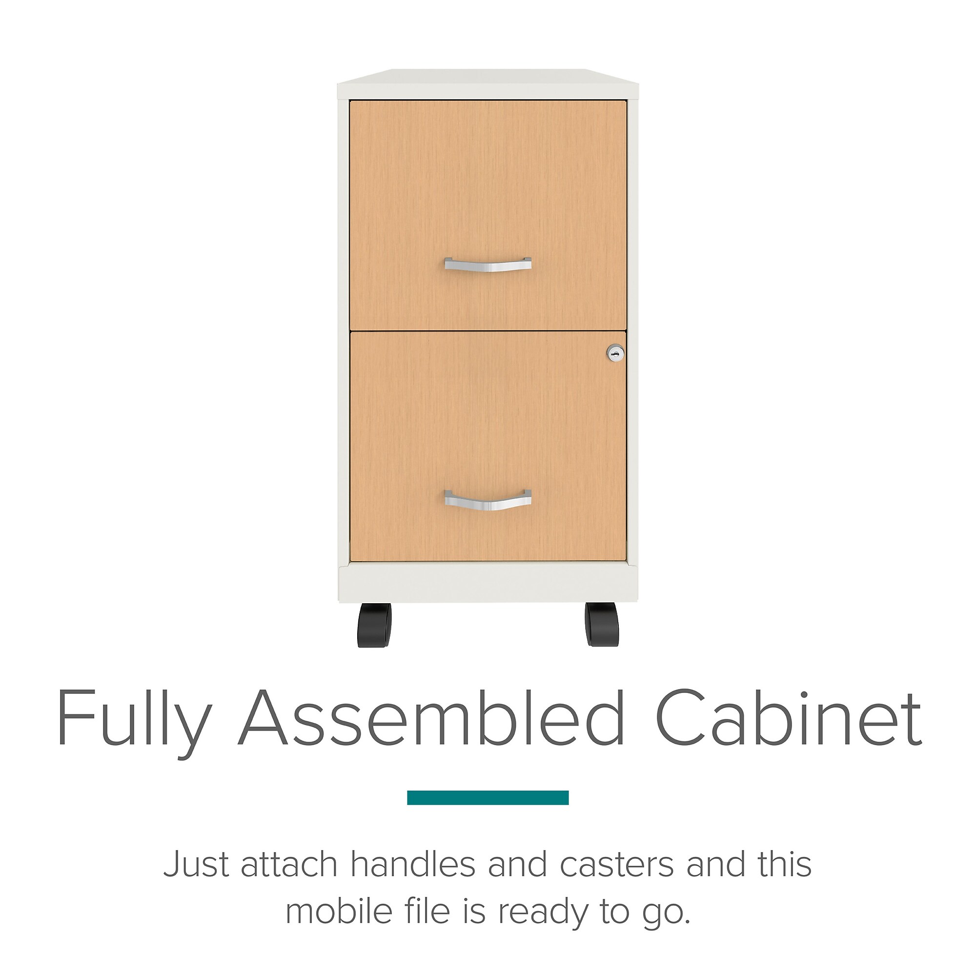 Space Solutions 2-Drawer Mobile File Cabinet, Letter Size, Lockable, 26.7″H x 14.25″W x 18″D, Pearl White/Platinum Oak (25854) Sansujyuku sansujyuku.com