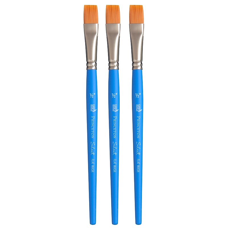 Princeton Select Artiste Mixed Media Synthetic Flat Wash Brush, 3/Pack (PBXP3750FW050-3) image 1