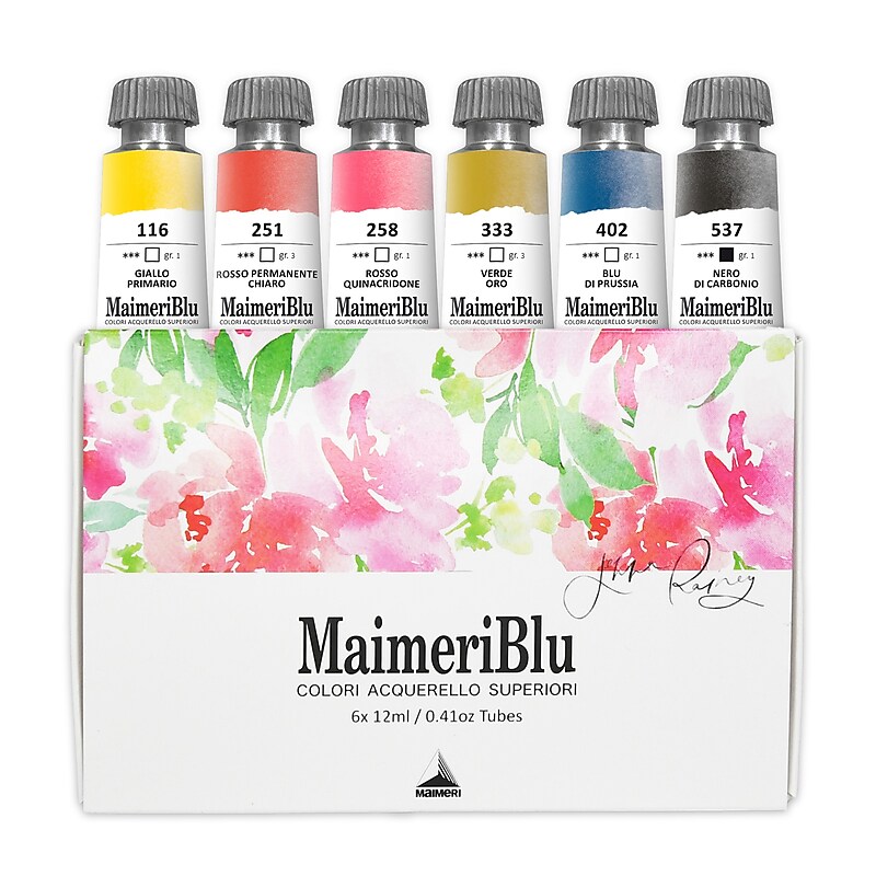 MaimeriBlu Watercolor Paint, Assorted Colors, 12ml, 6/Set (MAIM1698060) image 1