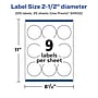 Avery Laser/Inkjet Round Multipurpose Labels, 2.5" Dia., White, 225 Labels/Pack  (94502)~#|#~54E10773-24AB-4DD3-A91727E5C16436A5_sc7