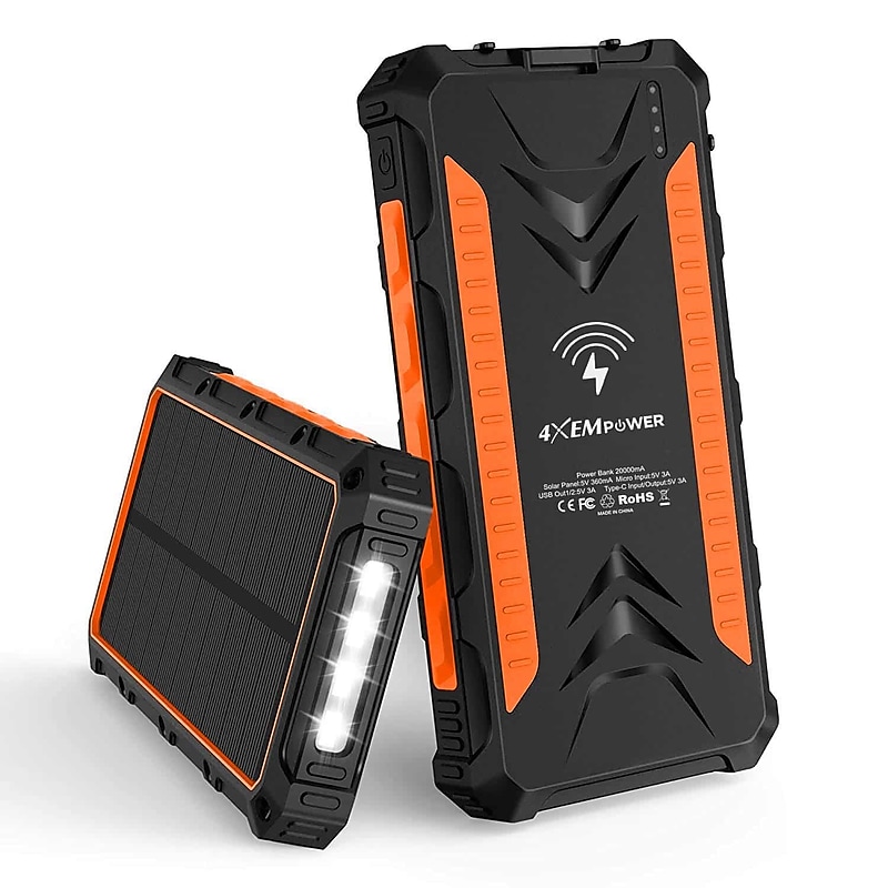4XEM USB Wireless Charger for Most Smartphones, 20000mAh, Orange (4XSOLARPWROR) image 1