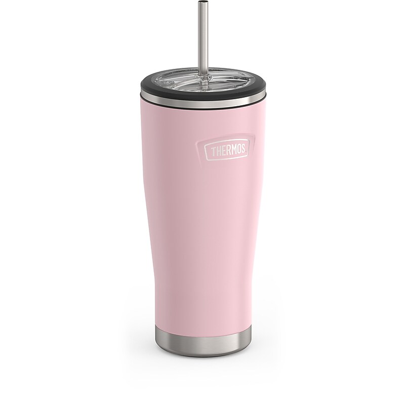 Thermos Icon Stainless Steel Vacuum Insulated Cold Tumbler with Straw, 24 oz., Sunset Pink (EAIS1112SP4) image 1