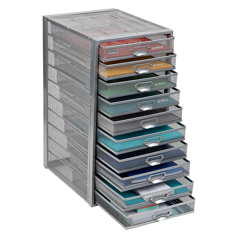 Mind Reader Storage Drawer, 10 Drawers, Metal, Silver (10CABMESH-SIL) image 1