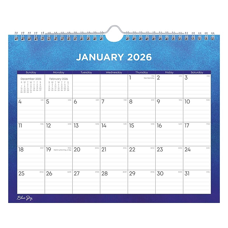 2026 Blue Sky Blue Sky 11" x 8.75" Monthly Wall Calendar, Levity (158077) image 1