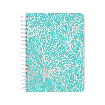 2024 Plato Seaside Currents 6" x 7.75" Academic & Calendar Weekly Planner, Paperboard Cover, Blue/Pink (9781975470579)