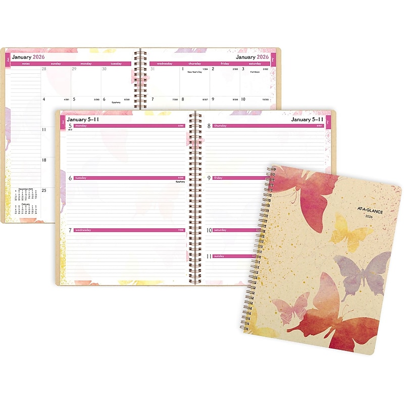 2026 AT-A-GLANCE Watercolors 8.5" x 11" Weekly & Monthly Planner, Paper Cover, Multicolor (791-905G-26) image 1