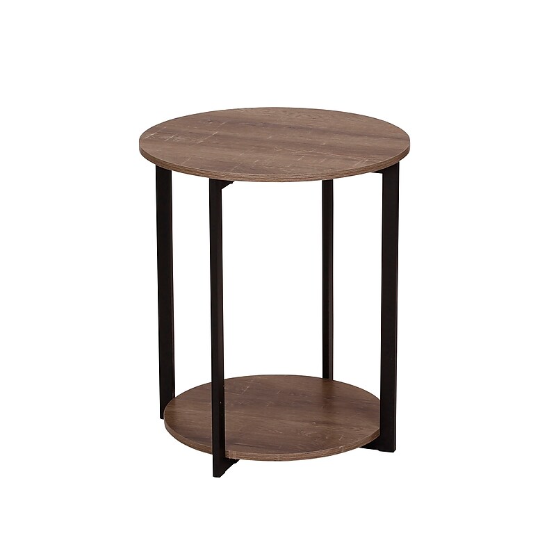 Household Essentials Jamestown 20.3"Dia Round Side End Table, Ashwood/Black (8080-1) image 1