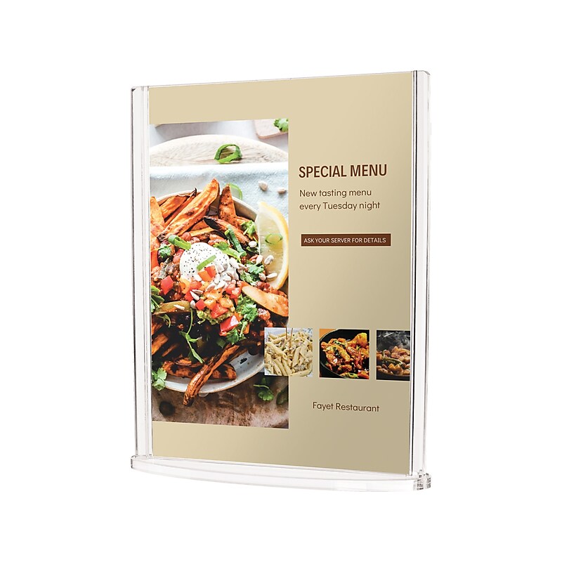 Deflect-O Sign Holder, 9.3" x 11.5", Vertical, Table Top, Clear Plastic (4432) image 1