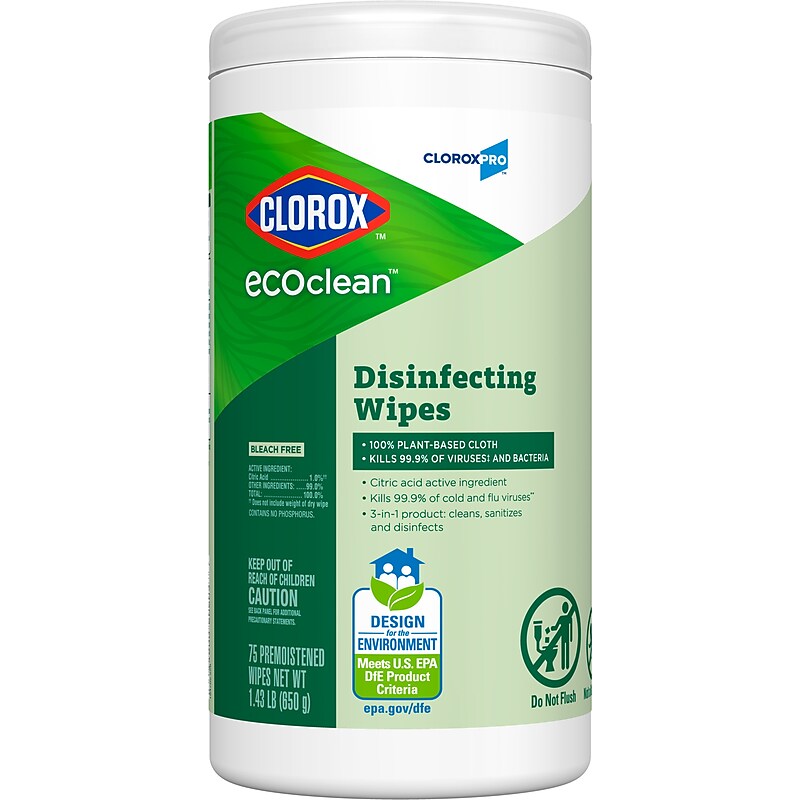 Clorox EcoClean Disinfecting Wipes, 75 Wipes/Container (60605) image 1