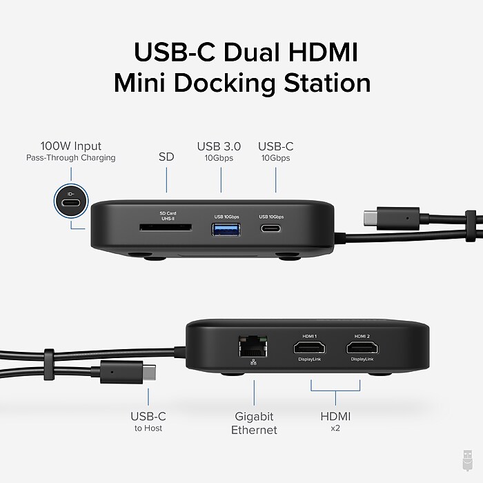 【新品未使用タグ付き】sheer docking op ブラック Plugable Dual Monitor Docking Station for Mac and Windows Laptop