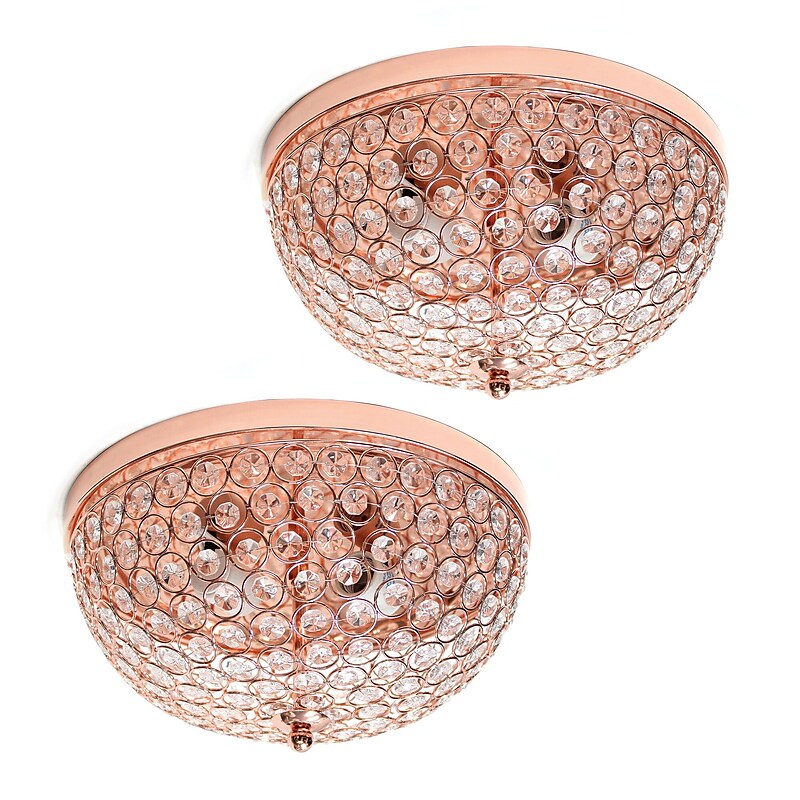 Lalia Home Crystal Glam 2 Light Ceiling LED Flush Mount, Rose Gold, 2/Set (LHM-2000-RG-2PK) image 1
