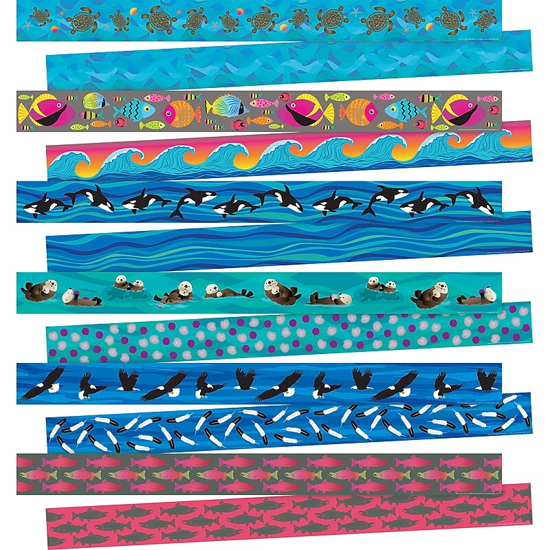 Barker Creek Double-Sided Border Set, 35" x 3", Earth Day, 6 designs, 72/Set (4433) image 1