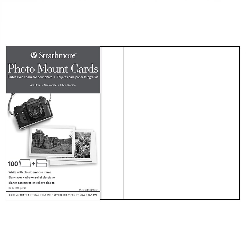 Strathmore Photo Mount Cards & Envelopes, 5" x 6.875", White, 100 Sheets/Pack (STTP1056821) image 1
