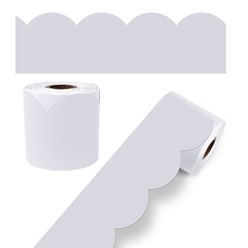 Carson Dellosa Rolled Scalloped Bulletin Board Border, 3" x 65', Whisper Gray (108538) image 1