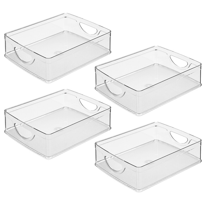 iDESIGN Small Stackable Plastic Storage Bin, Clear, 4/Pack (28090M4) image 1