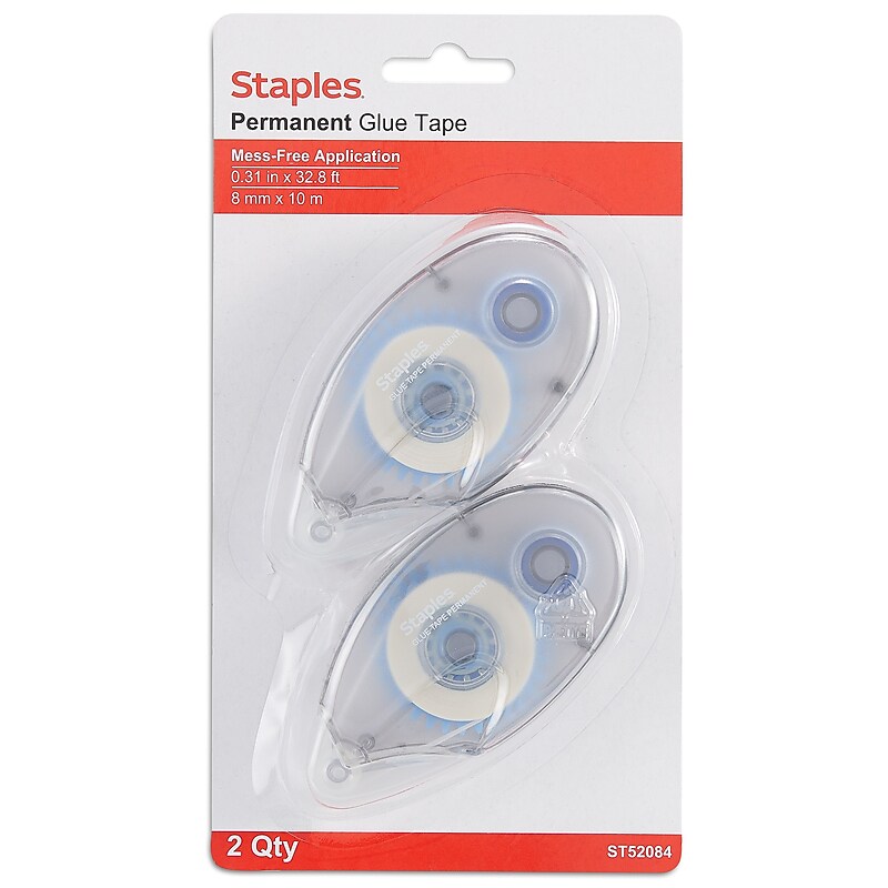 Staples® Roll-On Permanent Glue Tape, 1/3" x 393", 2/Pack (14993) image 1