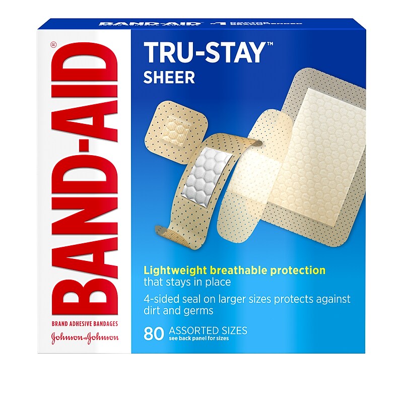 Band-Aid Tru Stay Sheer Adhesive Bandages, Assorted Sizes, 80/Box (117134) image 1