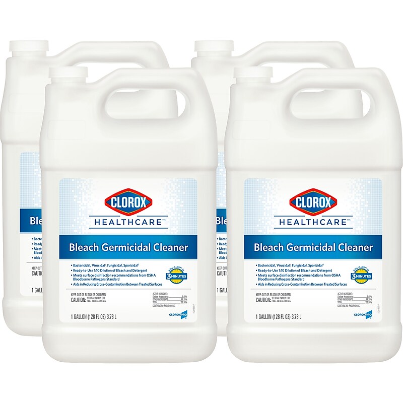 Clorox Healthcare Bleach Germicidal Cleaner Refill, 128 oz., 4/Carton (68978) image 1