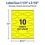 Avery Cigar Laser/Inkjet Multipurpose Labels, 1.5" x 3.5", Neon Yellow (100/Pack)~#|#~553EBCEC-73F6-4A15-B9E6801288DD8945_sc7