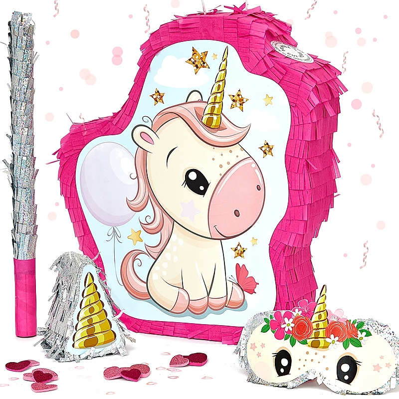 JITTERYGIT Unicorn Pinata Treasure Hunt Game Set, 2 in 1 Pieces/Pack (UNICORN-PINATA - PINK) image 1